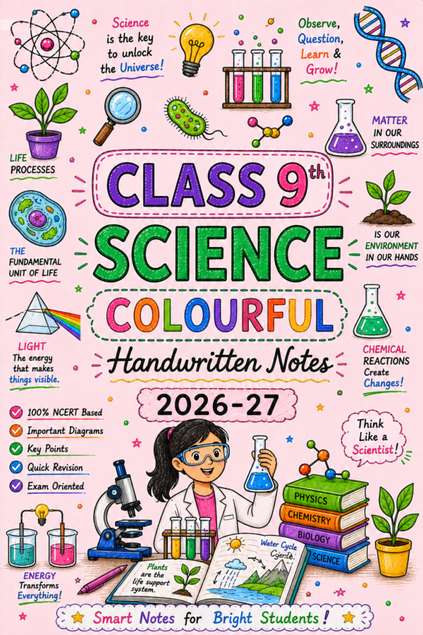 Class 9th Science Colourful Handwritten Notes | Digital Pdf