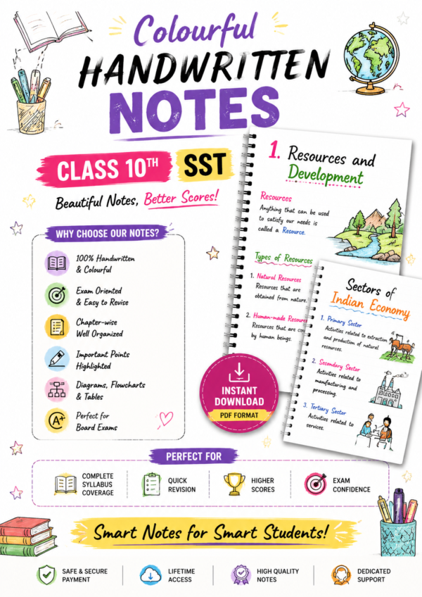 Class 10 SST Colourfull Handwritten Notes| Digital Pdf