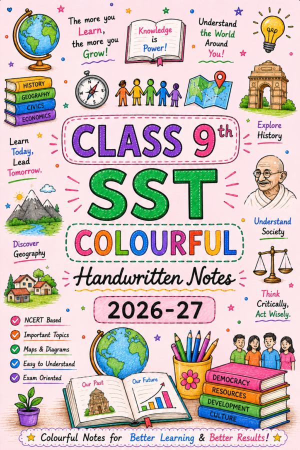 Class 9th Social Science Colourful Handwritten Notes| Digital Pdf