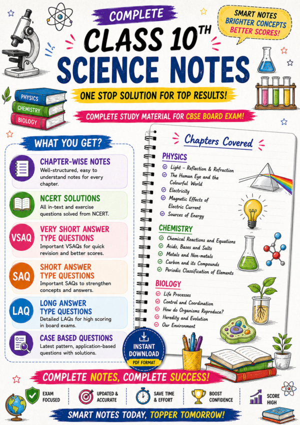 Class 10 Science Notes + Ncert Solutions+ Important Questions