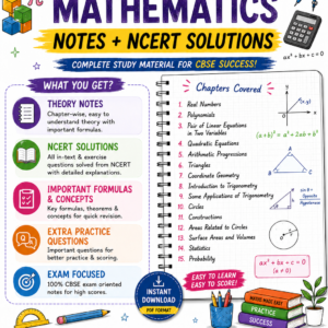 Class 10th Maths Theory Notes + NCERT Solutions New Syllabus 2026-27