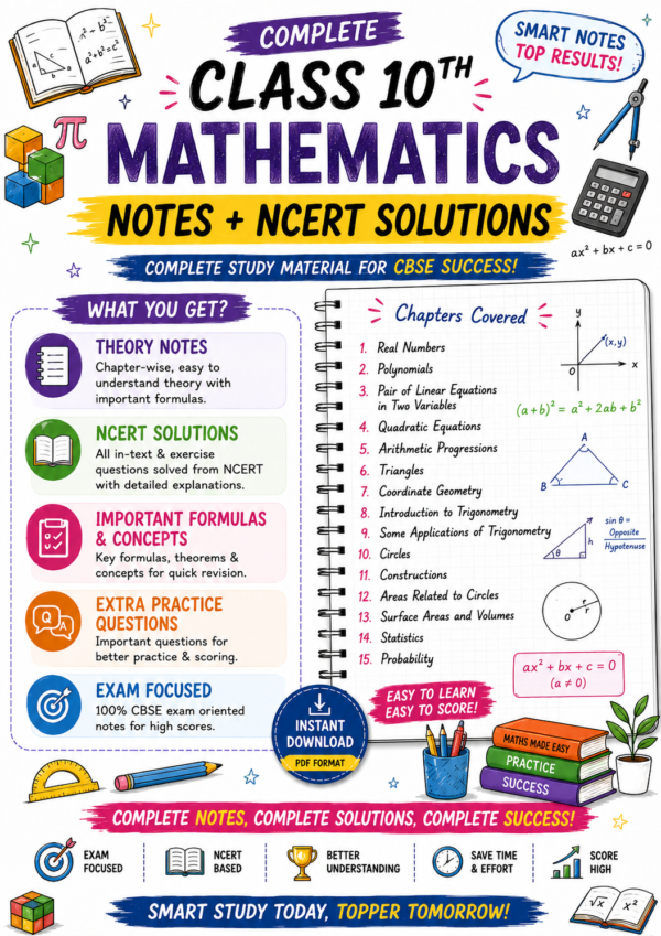 Class 10th Maths Theory Notes + NCERT Solutions New Syllabus 2026-27