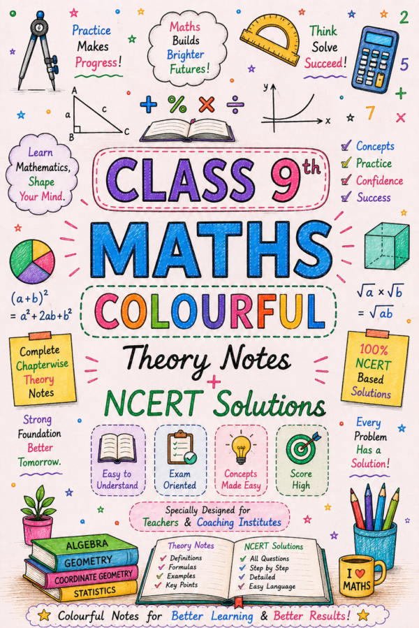 Class 9th Maths Colourful Handwritten Notes + NCERT Solutions