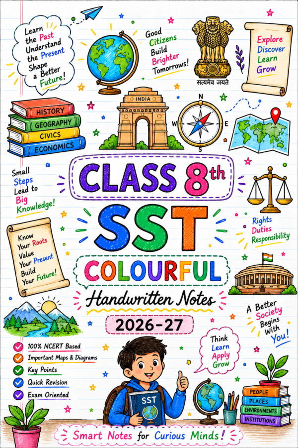 8th SST Colourful Handwritten Notes | Book 1 Digital Pdf