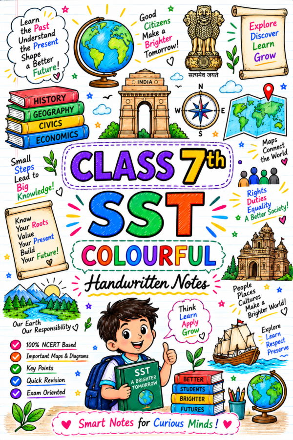7th Social Science Colourful Handwritten Notes 2026-27 | Digital Pdf